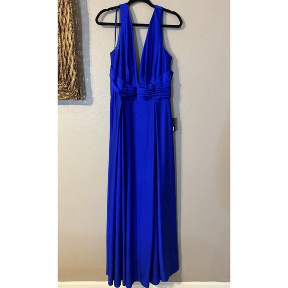Mac Duggal Long Formal V Front Back Gown Dress 14 Royal Blue NWT $398 - Picture 13 of 14